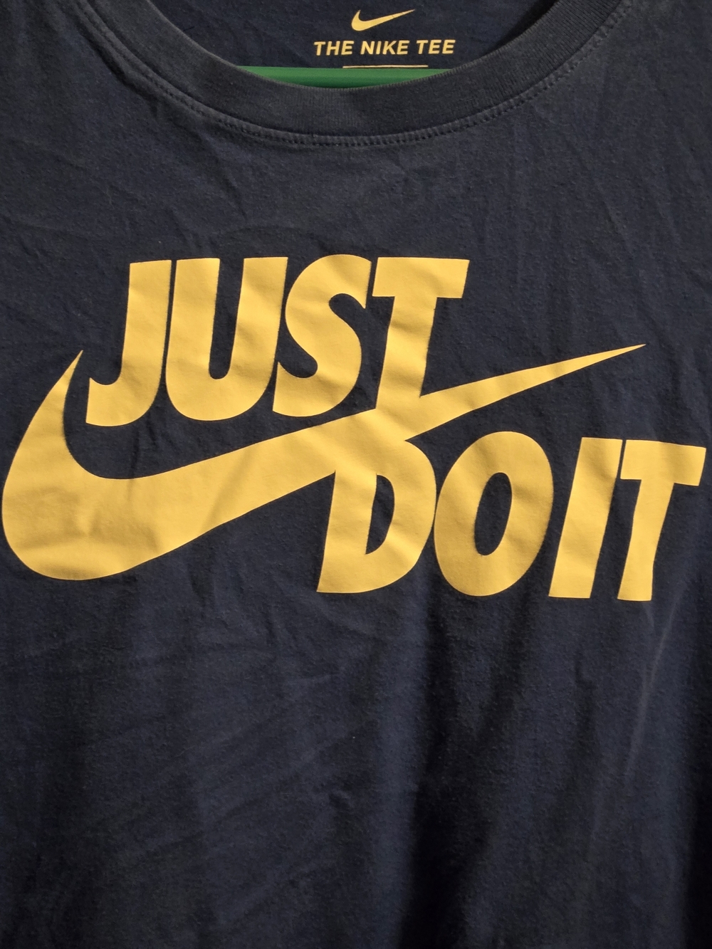 Nike Navy Tee with Yellow 'JUST DO IT' Swoosh